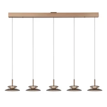 Pendul Lucide SANTIAGO metal, sticla, sampanie, chihlimbar, LED, 10W, 450lm, 2700K-4000K - 23401/60/62