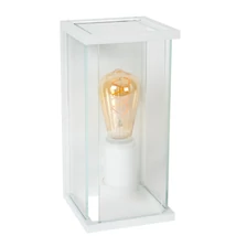 Aplica de perete exterioara Lucide CLAIRE metal,sticla,alb,transparent,E27,IP54 - 27883/11/31