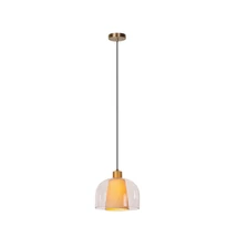 Pendul Lucide GUNHILD metal, sticla, textil, auriu, transparent, crem, E27 - 30460/01/60