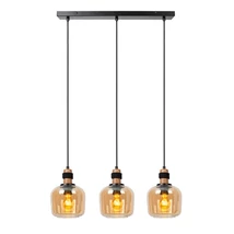 Pendul Lucide ILONA metal,sticla,negru,chihlimbar,E27 - 45408/03/62