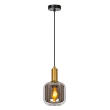 Pendul Lucide JOANET metal, sticla, negru, auriu, fumuriu, E27 - 45494/16/65