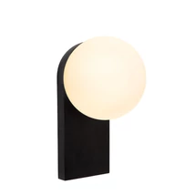 Aplica de perete pentru baie Lucide TASSA metal, sticla, negru, opal, LED dim, 10W, 1800-3000K, 600 Lm, IP44 - 57250/10/30