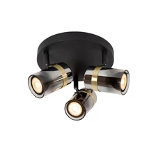Spot Lucide UPTON metal, sticla, negru, fumuriu, GU10 - 57900/13/65