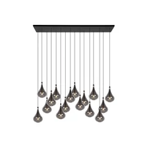 Pendul Lucide TEARS metal, sticla, negru, fumuriu, G4 - 70434/16/30