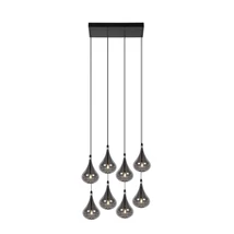 Pendul Lucide TEARS metal, sticla, negru, fumuriu, G4 - 70434/28/30