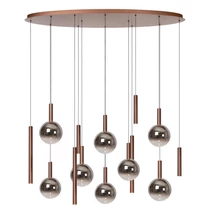 Pendul Lucide JASMINE metal, sticla, cupru, fumuriu, LED, 4.4W, 360lm, 2200K-3300K - 74420/14/65