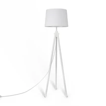 Lampadar Maytoni Calvin metal, lemn, tesatura, alb, E27 - Z177FL-01W