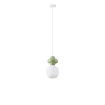 Pendul NovaLuce CLIO metal, ceramic, sticla, alb, verde, opac, E14 - NL-9009108