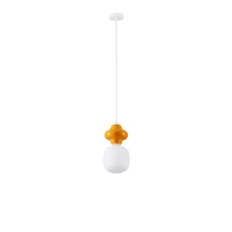 Pendul NovaLuce CLIO metal, ceramic, sticla, alb, portocaliu, opac, E14 - NL-9009109