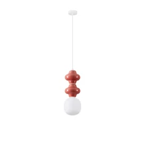 Pendul NovaLuce CLIO metal, ceramic, sticla, alb, rosu, opac, E14 - NL-9009111