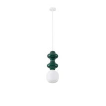 Pendul NovaLuce CLIO metal, ceramic, sticla, alb, verde, opac, E14 - NL-9009112