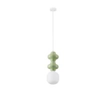 Pendul NovaLuce CLIO metal, ceramic, sticla, alb, verde, opac, E14 - NL-9009115
