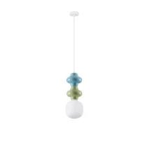 Pendul NovaLuce CLIO metal, ceramic, sticla, alb, verde, albastru, opac, E14 - NL-9009116
