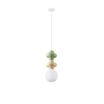 Pendul NovaLuce CLIO metal, ceramic, sticla, alb, verde, galben, opac, E14 - NL-9009117