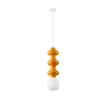 Pendul NovaLuce CLIO metal, ceramic, sticla, alb, portocaliu, opac, E14 - NL-9009120