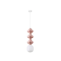 Pendul NovaLuce CLIO metal, ceramic, sticla, alb, pink, opac, E14 - NL-9009121