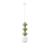 Pendul NovaLuce CLIO metal, ceramic, sticla, alb, verde, opac, E14 - NL-9009122