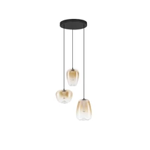 Pendul NovaLuce OBLO metal, sticla, negru, chihlimbar, LED, 10W, 650lm, 3000K - NL-9009177