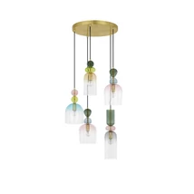 Pendul NovaLuce MURANO metal, sticla, auriu, multicolor, E14 - NL-9009238