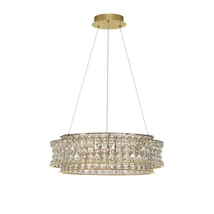Pendul NovaLuce CELYSIA metal, cristal, auriu, transparent, LED, 56W, 3500K, 4592 Lm - NL-9019774