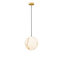 Pendul NovaLuce SERITA metal, imitatie alabastru, auriu, E27 - 9019810