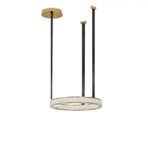 Pendul NovaLuce LAZURA metal, cristal, piele, auriu, negru, transparent, LED, 74W, 3000K, 5180 Lm - NL-9124111