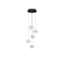 Pendul NovaLuce ALAZ metal, sticla, acril, negru, auriu, transparent, LED, 45W, 3000K, 1990 Lm - NL-9124119