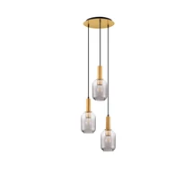 Pendul NovaLuce MAHO metal, sticla, alama, fumuriu, E27 - NL-9236314