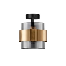 Plafoniera NovaLuce SIANNA metal, sticla, negru, auriu, fumuriu, E27 - NL-9236384
