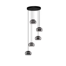 Pendul NovaLuce BIOS metal, sticla, negru, fumuriu, LED Triac, 41W, 3000K, 2140 Lm - NL-9416956