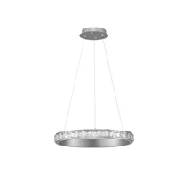 Pendul NovaLuce ETEKEN metal, cristal, argintiu, transparent, LED, 35W, 3900lm, 3000K - NL-9501214