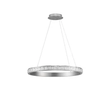 Pendul NovaLuce ETEKEN metal, cristal, argintiu, transparent, LED, 45W, 5880lm, 3000K - NL-9501215