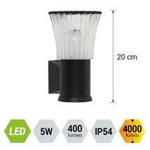 Aplica de perete exterioara Prezent AVENTO metal, plastic, negru, LED, 5W, 400lm, 4000K, IP54 - 12106