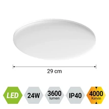 Plafoniera Prezent AORA plastic, alb, LED, 24W, 4000K, 3600Lm, IP40 - 17451