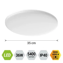 Plafoniera Prezent AORA plastic, alb, LED, 36W, 3000 -6000K, 5400Lm, IP40 - 17452