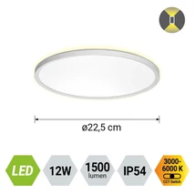 Plafoniera pentru baie Prezent CORDIA plastic, alb, LED, 12W, 3000K-6000k, 1500Lm, IP54 - 27304