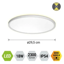 Plafoniera pentru baie Prezent CORDIA plastic, alb,  LED, 18W, 3000K-6000k, 2300Lm, IP54 - 27306