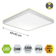 Plafoniera pentru baie Prezent CORDIA plastic, alb,  LED, 24W, 3000K-6000k, 3200Lm, IP54 - 27309