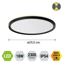 Plafoniera pentru baie Prezent CORDIA plastic, alb, negru, LED, 18W, 3000K-6000k, 2300Lm, IP54 - 27312