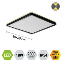 Plafoniera pentru baie Prezent CORDIA plastic, alb, negru, LED, 18W, 3000K-6000k, 2300Lm, IP54 - 27313