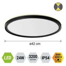 Plafoniera pentru baie Prezent CORDIA plastic, alb, negru, LED, 24W, 3000K-6000k, 3200Lm, IP54 - 27314