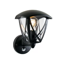 Aplica de perete exterioara cu senzor Prezent SPLIT metal, plastic, negru, transparent, E27, IP44 - 39041