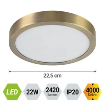 Plafoniera Prezent LENYS metal, plastic, alama, alb, LED, 22W, 4000K, 2420 Lm, IP20 - 49060