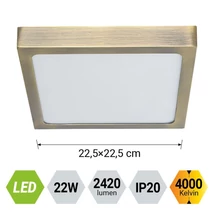 Plafoniera Prezent LENYS metal, plastic, alama, alb, LED, 22W, 4000K, 2420 Lm, IP20 - 49064