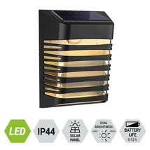 Aplica de perete exterioara solara cu senzor crepuscular Prezent RUFF plastic,negru,transparent,LED,2800K-3200K,0.3W,20lm,IP44 - 65280