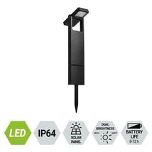 Lampa decor solar  Prezent ZAX plastic, negru, LED, 4W, 3000K, 135 Lm, IP64 - 65287