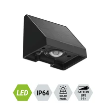 Aplica de perete exterioara solara Prezent TREN plastic, negru, LED, 0,5W, 3000K, 30 Lm, IP64 - 65288