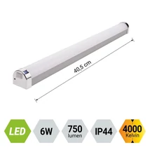 Aplica de perete pentru baie Prezent TETRIM MINI plastic, crom, alb, LED, 4000K, 6W, 750lm, IP44 - 70218