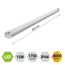 Aplica de perete pentru baie Prezent TETRIM MINI plastic, crom, alb, LED, 4000K, 15W, 1750lm, IP44 - 70219
