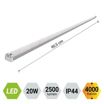 Aplica de perete pentru baie Prezent TETRIM MINI plastic, crom, alb, LED, 4000K, 20W, 2500lm, IP44 - 70220